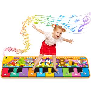 Kids Musical Piano Mats with 25 Music Sounds, Musical Toys Baby Floor Piano Keyboard Mat Carpet Animal Blanket Touch Playmat Early Education Toys for 1 2 3 4 5 6+ Years Old Girls Boys Toddlers