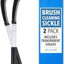 IMPRESA [2 Pack] Brush Clearing Sickle - Heavy Duty Scythe Garden Tool - Extra Long Brush Cutter for Weeds and Vines - Manganese Steel Sickle Blade - Soft-Grip Grass Billhook Sickle Long Handle