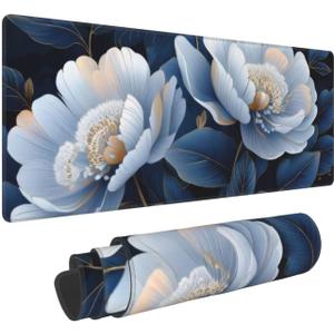Gaming Mouse Pad, Large Non-Slip Rubber Base Mousepad, Keyboard Mouse Mat, Desk Pad with Stitched Edges, 31.5x11.8inch, Gorgeous Flowers