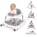 5-in-1 Baby Walker for Boys and Girls Music and Lights 6-18 Month, Foldable Baby Walkers with 5 Adjustable Heights, Infant Toddler Walker with Wheels and Combo Portable (White)