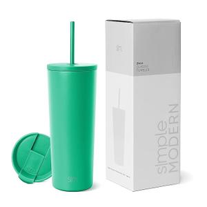 Simple Modern Insulated Tumbler with Lid and Straw | Iced Coffee Cup Reusable Stainless Steel Water Bottle Travel Mug | Gifts for Women Men Her Him | Classic Collection | 24oz | Island Jade