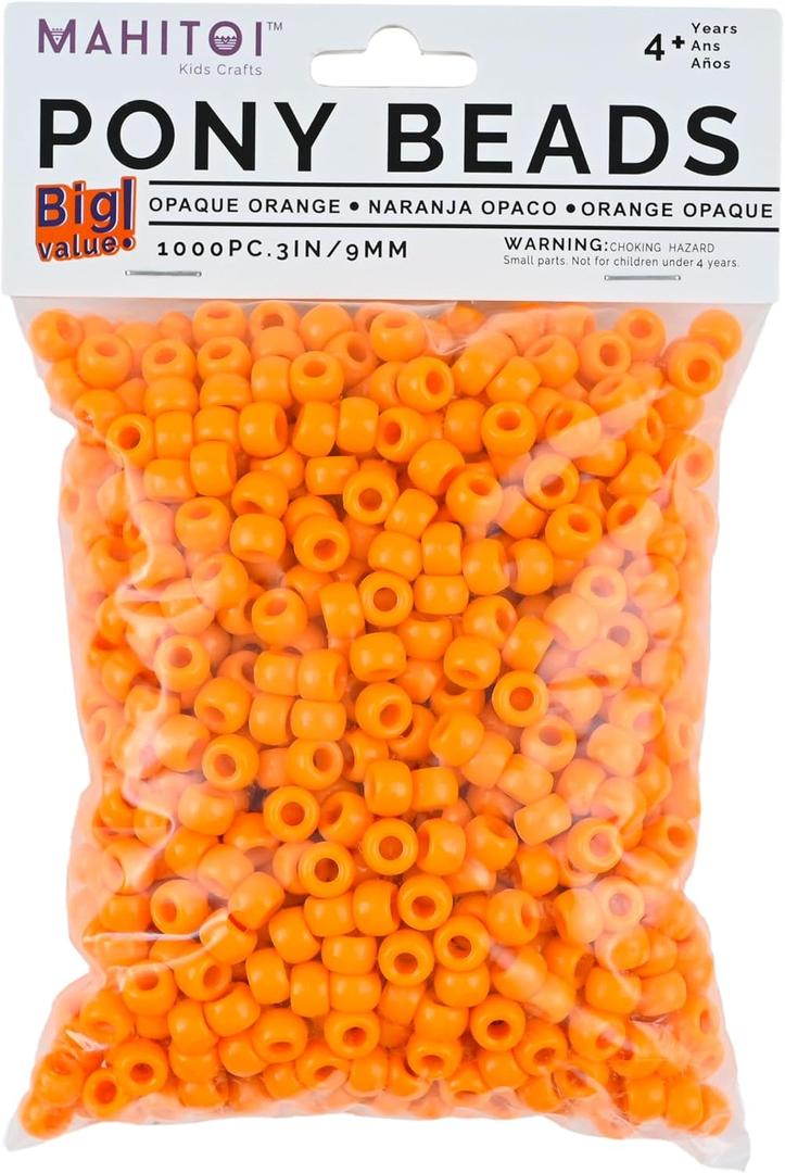 3 x Luxury Jewelry Craft 1k Kee's Orange Pony Beads - Mahitoi US Basics - 9mm