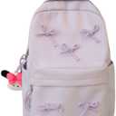 2026 Trendy Cute Bowknot Backpack for Women Laptop Daypack Y2k Preppy Aesthetic Backpack Kawaii Coquette Backpack (Purple)