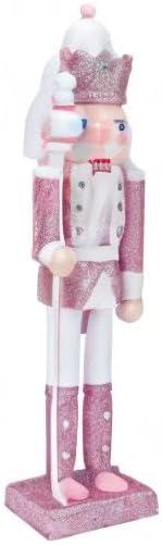 Pink Nutcracker Christmas Decorations 12 Inch Pink Nutcracker Figures Christmas Nutcracker Soldier Wooden Nutcracker Ornaments Glitter Collectible Nutcracker Figures for Xmas Gifts
