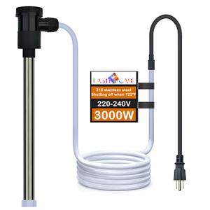 240V 3000W Fully Submersible Pool & Hot Tub Portable Immersion Water Heater with Auto Shut Off, WiFi Timer and Temp Control for Above Ground Pool, Pool, Bathtub and Baptistry