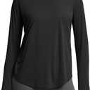 Soothfeel Lightweight Long Sleeve Workout Tops for Women Gym Running Athletic UPF 50+ Sun Shirts Tees Moisture Wicking  Black 2XL