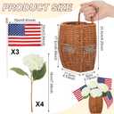 Riceshoot 4th of July Decoration Patriotic Door Hanger Basket Wreath for Front Door Woven Basket 250th Anniversary Hanging Sign with Artificial Hydrangea American Flag for Independence Day Table Decor