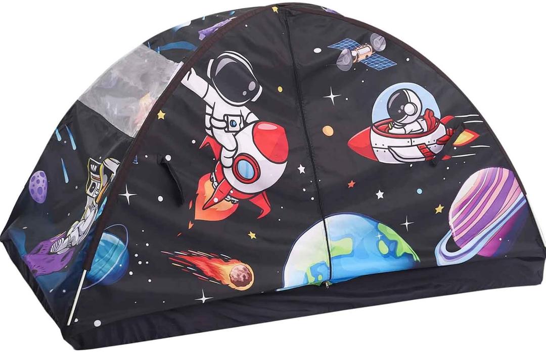 Kid Bed Tent -Twin Play Tent Dream Playhouse for Bedroom Decor Indoor Games Twin Size Bed Canopy by CRAWLBO (Black Space)