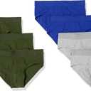 Amazon Essentials Mens Cotton Jersey Brief Underwear (Available in Big & Tall) (Medium, Dark Olive/Royal Blue/Grey Heather)