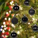 1.57" Black Christmas Ornaments for Christmas Tree 36 Pcs Mini Shatterproof Balls Christmas Tree Decorations Small Xmas Ornaments Balls with Hanging Loop for Wedding Holiday Party Wreath Home Decor