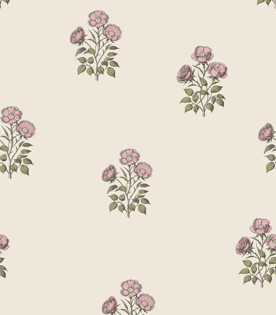 Beige Floral Wallpaper Vintage Rose Peel and Stick Wallpaper Waterproof Contact Paper Removable Self Adhesive Drawer Liner Decoration Paper for Walls - 17.3196.8