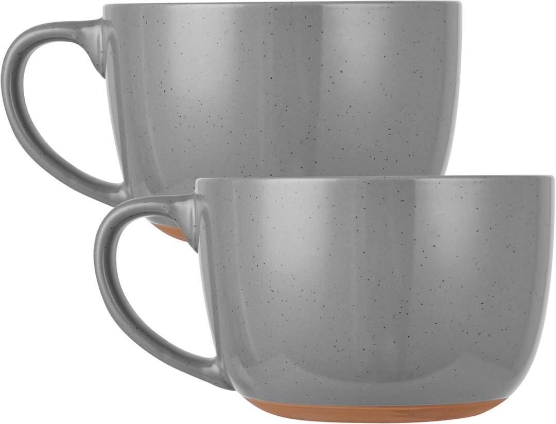 38oz Soup mugs with Hanlde for Coffee,Cereal,Salad,Noodles,Tea,Soup Bowls Cups,Microwave &Dishwasher Safe Set of 2 (Gray)
