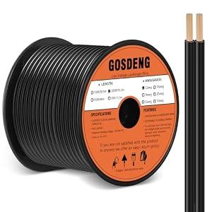 GOSDENG 12/ 2 Low Voltage Landscape Wire 250FT Outdoor Landscape Lighting Cable 12 Gauge 2 Conductors Low Voltage Wire for Landscaping Lights, Copper Clad Aluminum Direct Burial