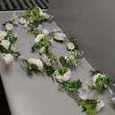 Lvydec 2 Pack Artificial Peony Garland - 6ft Silk White Peony Flower Arch Vine for Wedding Party Table Decoration