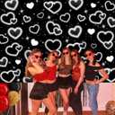 Black Heart Backdrop for Photography Early 2000s Glitter Heart Birthday Banner Valentine Day Party Background Decor Photo Booth Props