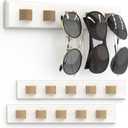 Pack of 3 Sunglass Organizer, Wall Mounted Sunglasses Organizer, Wooden Glasses Holder Sunglass Holder, Sunglasses Rack for Hanging Your Multiple Eyeglasses, for Wall, Home Decor(Cream)