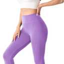 Womens Seamless Leggings 28" Inseam with Pockets Buttery Soft High Waisted Tummy Control Full Length Yoga Pants (Purple, XXL)
