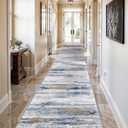 3x14 Washable Hallway Runner Rug: Extra Long Runners for Entryway Living Room Dining Room - Stain and Water Resistant Rugs with Non-Slip Backing - Soft Low-Pile Carpet 14ft Navy Grey