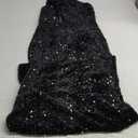 Cololura Women Sequin Elegant Sexy One Shoulder Tassel Mermaid Bodycon Cocktail Evening Dress (Medium, Black)