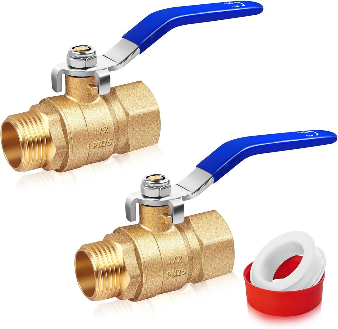Boltigen 1/2 inch Brass Ball Valve, 2Pack Heavy Duty Forged Brass Shut Off Valves with Female to Male NPT Thread Full Flow Port, 150 PSI WSP / 600 PSI WOG Water Control Valve Connector Fitting