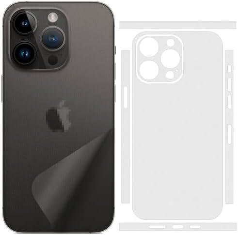 SUKIDIOVQ 2 Pack for iPhone 15 Pro Sticker Skin Wrap Transparent Matte Carbon Fiber Sparkle Vinyl Slim Ultralight Decal Glass Protector Film Protective