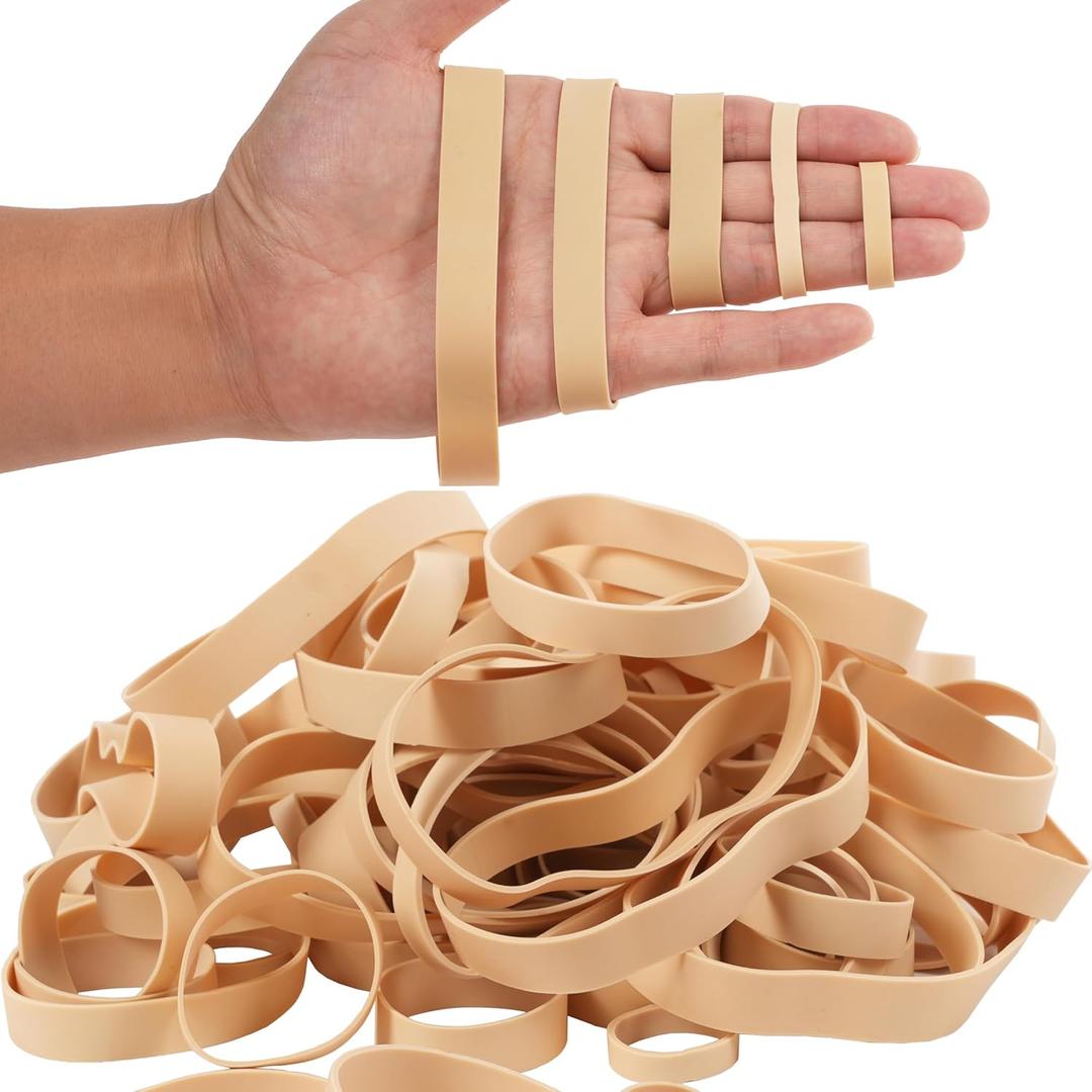 HAIDIBAO-Rubber Bands Assorted Sizes 65Pcs Beige Mixed Wide Elastic Bands for Office Supplies Tactical Rubbers Bands size 105 size#82,size 84,1.5in,2inch