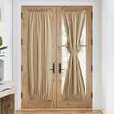 NICETOWN 100% Blackout Door Curtains for Small Window, French Front Door Curtains for Privacy Sidelight Curtain Tie Up Shade for Kitchen, (Taupe, 30" x 72", 1 Panel)
