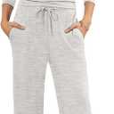 WIHOLL 2 Piece Lounge Sets for Women Summer Vacation Outfits 3/4 Sleeve Tops with Side Ruched Wide Leg Pants Matching Sets (Gray, L)