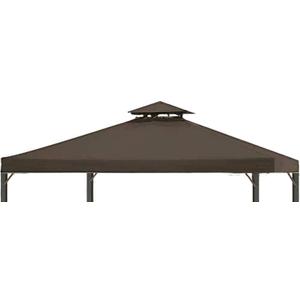 Gazebo Replacement Top 10x10 FT, Gazebo Canopy Replacement Cover for 2 Tier Outdoor Patio Garden Tent Frames,Canopy Cover with Air Vent, Brown