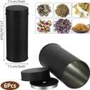 6 Pack Tea Tin Canister with Airtight Double Lids, 21 Fl Oz Tin Can Box and Large Round Kitchen Canisters for Loose Tea, Coffee, Candy and Spices(Black)