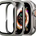 WSKEN for Apple Watch Ultra 3/Ultra 2/Ultra Screen Protector 49mm,9H Tempered Glass + Titanium Alloy Frame, [Keep Original] [Touch Sensitive] Lightweight Protective Glass Film for iwatch Ultra 3/2/1