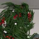 6.56FT Christmas Norfolk Pine Garland 40LED Bright Ball Lights with Red Berries Snowy Pincones Real Touch Green Pine Garlands for Mantle Table Stairs Fireplace Indoor Outdoor Home Christmas Decoration