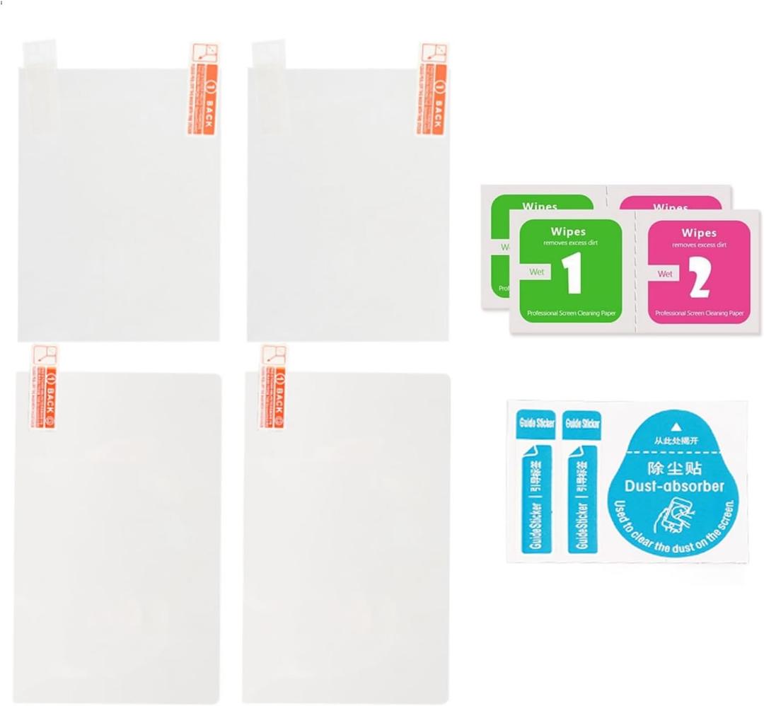 ASHATA 4Pcs Tempered Glass Screen Protector for New 3DS XL, Top LCD Screen Protector for New 3DS XL HD PET Film, High Sensitivity, 9H Hardness Screen Protective Filter for New 3DS XL