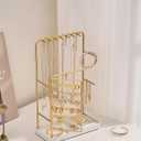 Lolalet Jewelry Organizer Stand, No Assembly Needed Display Storage with Rotating Earring Holder for Necklace Bracelet Rings, Galentines Valentines Gifts Room Dorm Decor for Women Girls -Gold