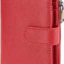 GAEKEAO Womens Wallet Small Leather RFID Blocking Bifold Zipper Pocket Wallet Card Case Purse with ID Window (Y01-Lychee Red)