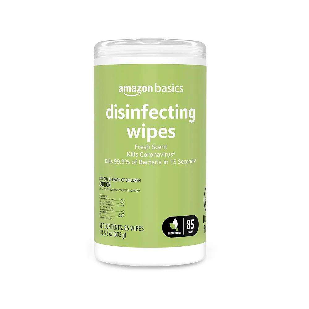 Amazon Basics Disinfecting Wipes, Fresh Scent, 85 Count