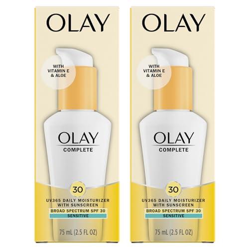 Olay Face Moisturizer, Complete with Sunscreen SPF 30, Fragrance-Free for Sensistive Skin, Broad Spectrum Sun Protection, Long-Lasting Hydration, Non-Comedogenic - Vitamin E & Aloe - 2.5 Oz - 1 Pack Olay Face Moisturizer, Complete with Sunscreen SPF 30, Fragrance-Free for Sensistive Skin, Broad Spectrum Sun Protection, Long-Lasting Hydration, Non-Comedogenic - Vitamin E & Aloe - 2.5 Oz - 1 Pack
