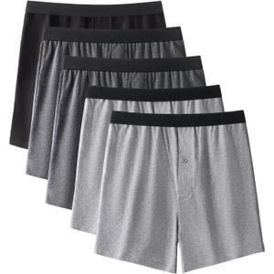 Mens Boxers Shorts Breathable Cotton Underwear Boxers For Men Pack (Small, A-black+2light Grey+2dark Grey)