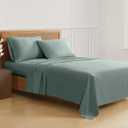 TRULY SOFT Green Solid Sage Twin 3 Piece Sheet Set, Solid Color Themed, Oeko-TEX Certified Confidence