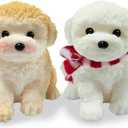 2PCS Cute Squishy Dog Toys - Handmade Squishy Dog Relief Toy, Ultra Soft Silicone Squishies Toy for Kids & Adults, Autism & Anxiety Relief, Fun Gift for Boys & Girls (White-Curry)