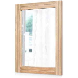 AAZZKANG Rustic Mirrors for Wall Rectangle Wood Frame Mirror 50 x 40 cm Farmhouse Bedroom Bathroom Decorative Mirror