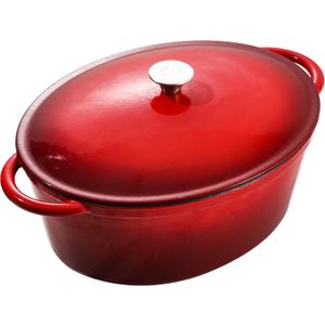 Vivicreate 9.6 QT enamel cast iron dutch oven, red gradient color,cast iron pot (9.6 QT)