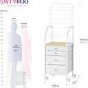 SWTYMIKI Large Jewelry Organizer Stand - Multifunctional Rack Tower for Necklace, Earring, Ring & Bracelet Display - Moveable Storage Jewelry Holder Stand with 4 Nonwoven Drawers for Bedroom White