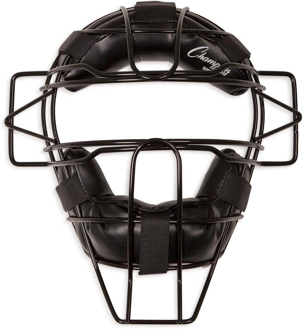 Champion Sports Pro Baseball Adult Mask - Umpires and Catchers - Extra Protection - Extended Guards - Adjustable Harness Baseball Mask - Adult Size, Black