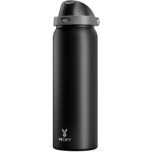 40 oz Insulated Water Bottle for Sports: Meoky Stainless Steel Water Bottle with 2-in-1 Straw and Spout Lid - Leak Proof, Cold for 24 Hours, Protective Silicone Base, BPA-Free for Gym, Night
