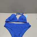 Yonique Womens Push Up Bikini Set - Two Piece Swimsuit V Neck Crisscross Back Bathing Suit 2025 Swimwear (Large, Blue)