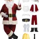 ADOMI Santa Claus Costume for Men Adults Santa Suit 11pcs Mens Red Deluxe Christmas Clause Outfit Cosplay Vacation Suits Set (Medium)