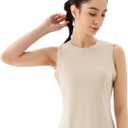 Women's Open Back Workout Tops - Sleeveless Yoga Tank Tops for Women, Moisture-Wicking Athletic Shirts for Running (Beige, M)