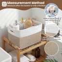 Storage Baskets for Organizing, 14 x 10 x 9 Closet Shelf Woven Baskets, Square Bins with Handles, Cotton Rope Basket for Toys, Clothes, Office, Room, White+Rice Brown 3 Pack