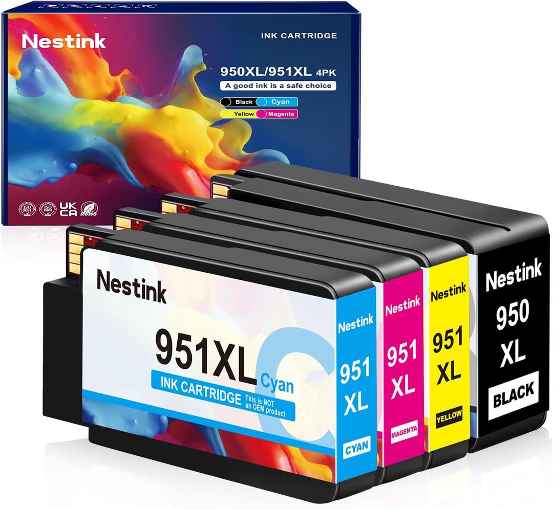 950XL 951XL Combo Compatible for 950 XL 951 XL Ink Cartridge Replacement for OfficeJet Pro 8610 8620 8100 8630 8660 8640 8615 76DW 251DW (1 Black, 1 Cyan, 1 Magenta, 1 Yellow)